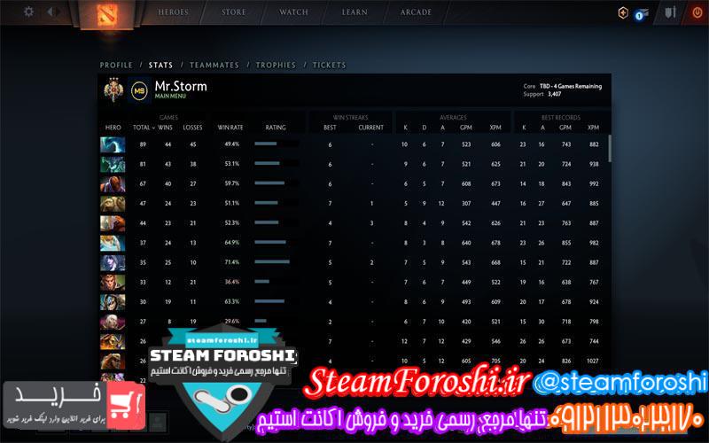 فروش اکانت دوتا ۲ کد ۳۸۳۰