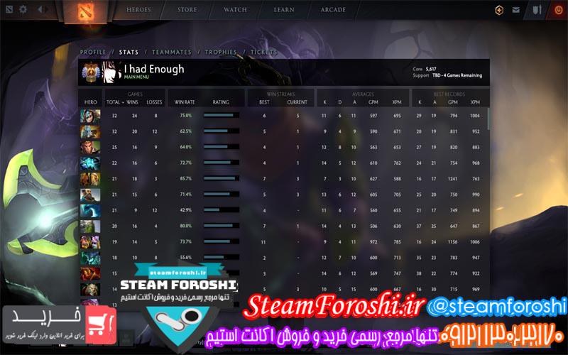 فروش اکانت دوتا ۲ کد ۳۸۴۱