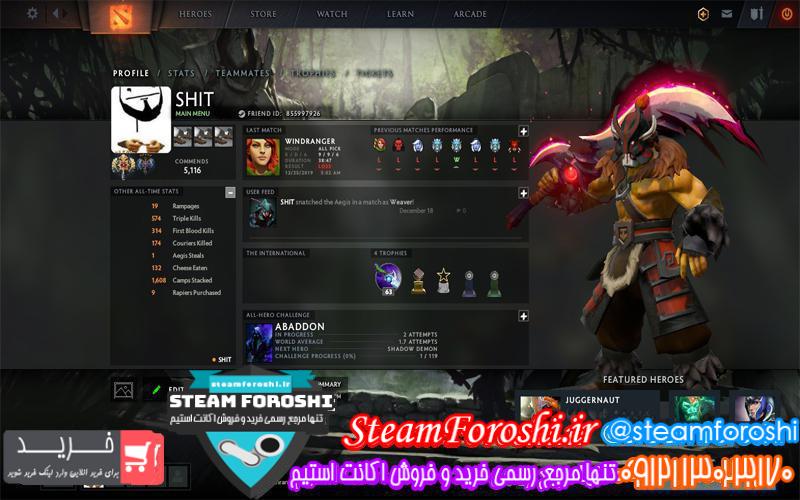 فروش اکانت دوتا ۲ کد ۴۱۰۶