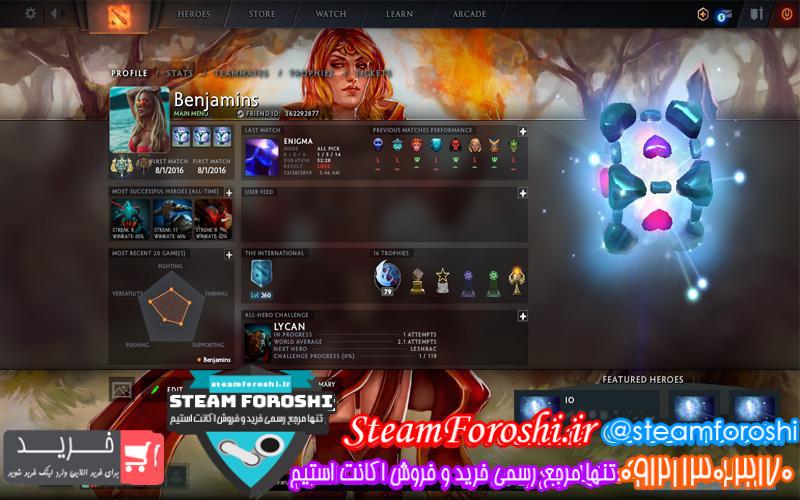 فروش اکانت دوتا ۲ کد ۴۱۲۸