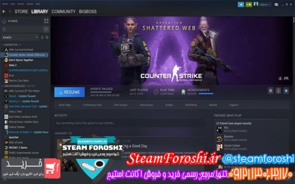 فروش اکانت استیم کد ۴۳۳۳