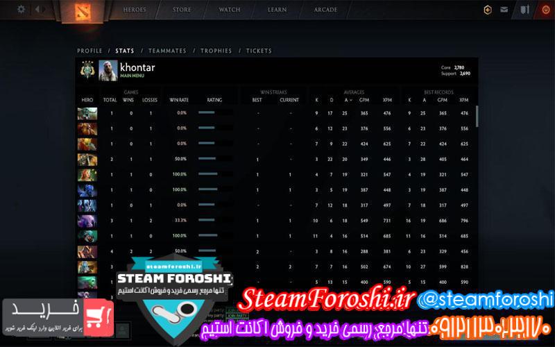 فروش اکانت دوتا ۲ کد ۴۴۸۰