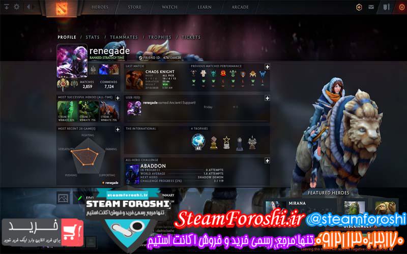 فروش اکانت دوتا ۲ کد ۴۵۲۹