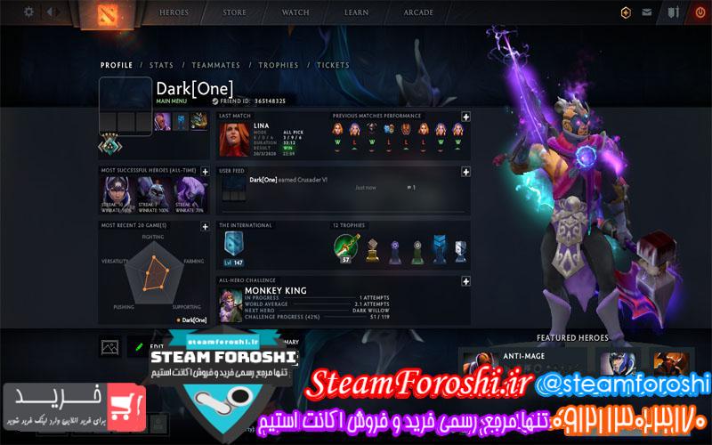 فروش اکانت دوتا ۲ کد ۴۷۹۶