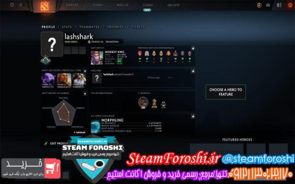 فروش اکانت دوتا ۲ کد 5169