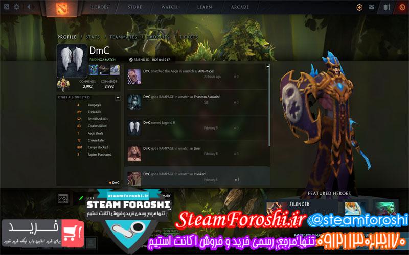 فروش اکانت دوتا ۲ کد ۴۹۱۳