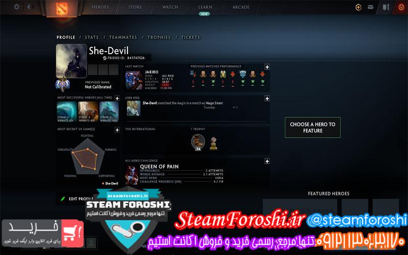 فروش اکانت دوتا ۲ کد ۴۹۴۲