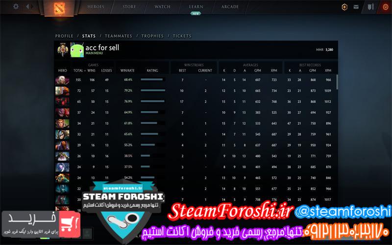 فروش اکانت دوتا ۲ کد 5180