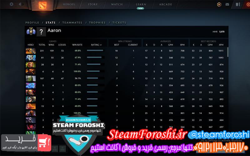 فروش اکانت دوتا ۲ کد 5293