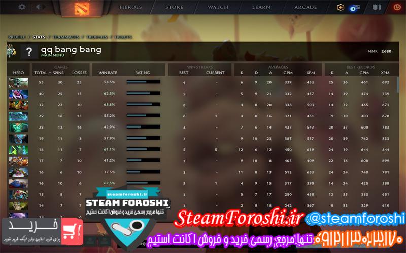 فروش اکانت دوتا ۲ کد 5222