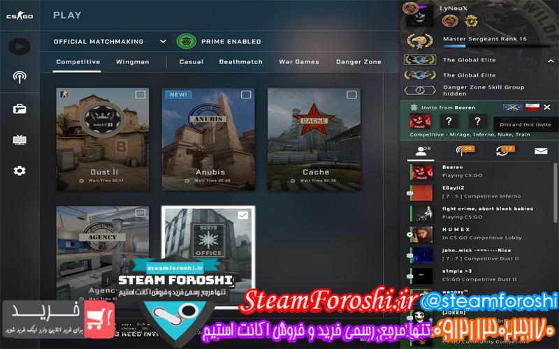 فروش اکانت cs go کد ۵۲۳۳