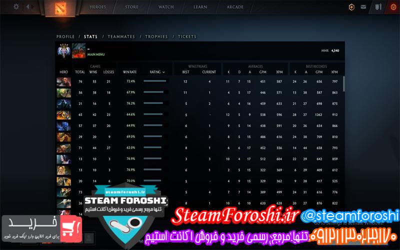 فروش اکانت دوتا ۲ کد ۵۲۶۲