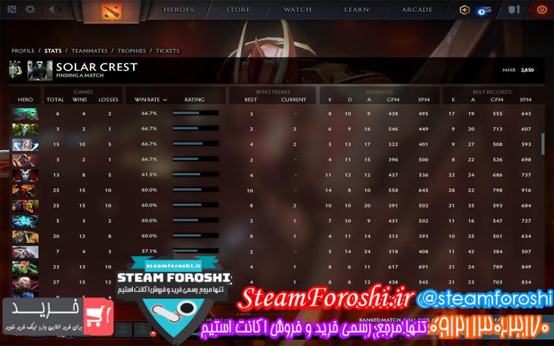 فروش اکانت دوتا ۲ کد 5363