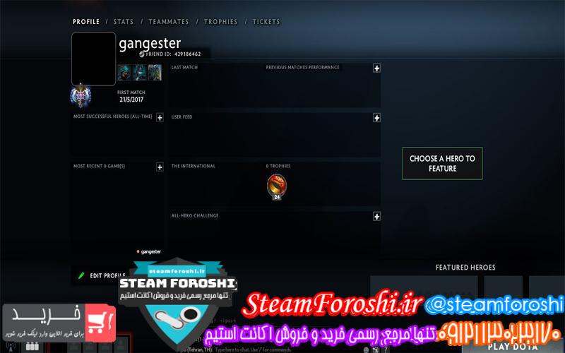 فروش اکانت دوتا ۲ کد 5392