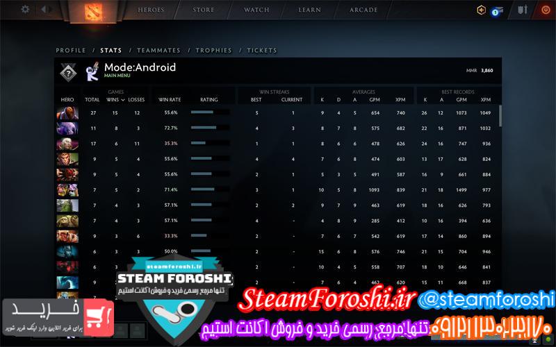 فروش اکانت دوتا ۲ کد 5415