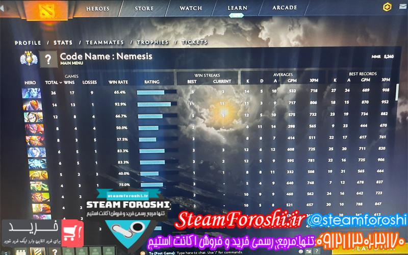 فروش اکانت دوتا ۲ کد 5458