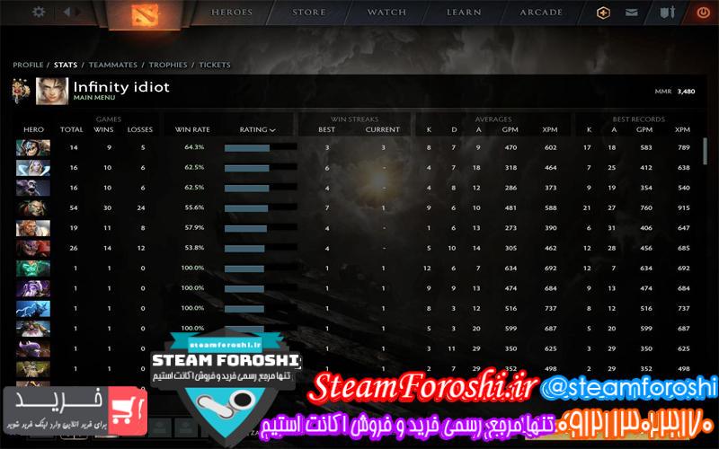 فروش اکانت دوتا ۲ کد 5478