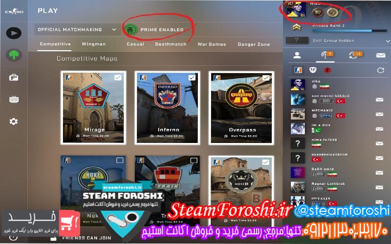 فروش اکانت cs go کد 5525