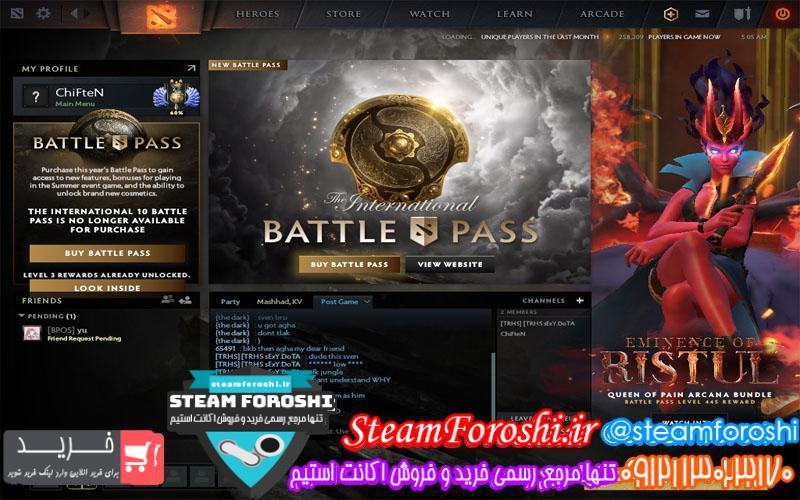 فروش اکانت دوتا ۲ کد 5655