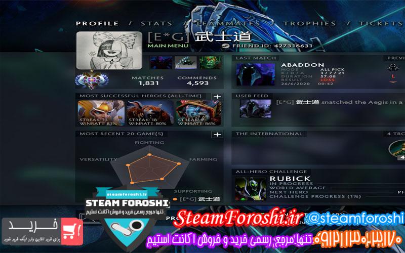 فروش اکانت دوتا ۲ کد 5674