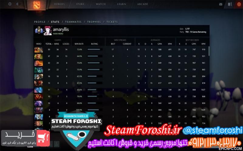 فروش اکانت دوتا 2 کد 5772