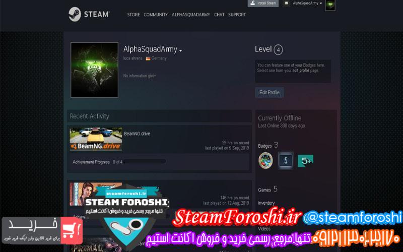 فروش اکانت استیم کد 5944