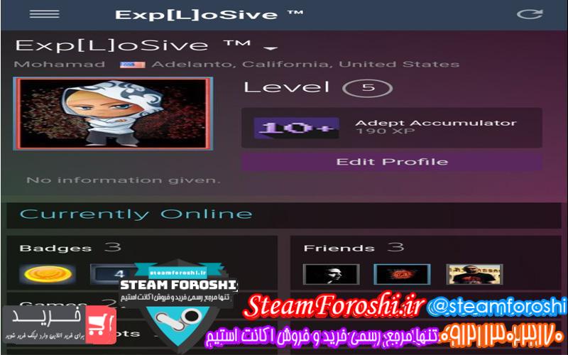 فروش اکانت استیم کد 6213