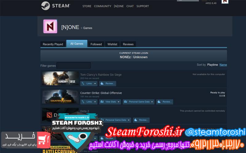 فروش اکانت استیم کد 6419