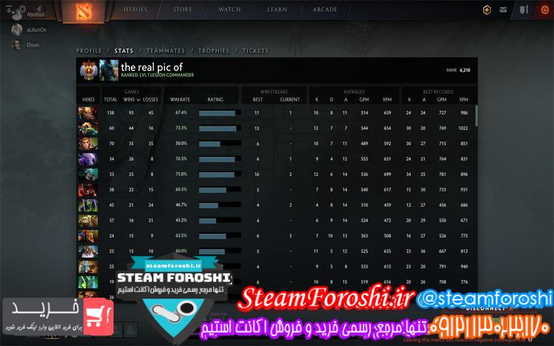 فروش اکانت دوتا 2 کد 6479