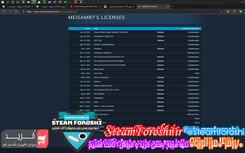 فروش اکانت استیم کد 7145