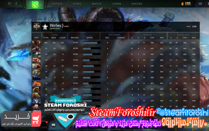 فروش اکانت دوتا 2 کد 7154