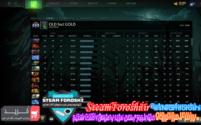 فروش اکانت دوتا ۲ کد ۷۲۵۰