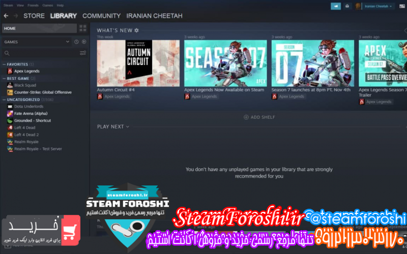 فروش اکانت استیم کد ۷۲۹۳