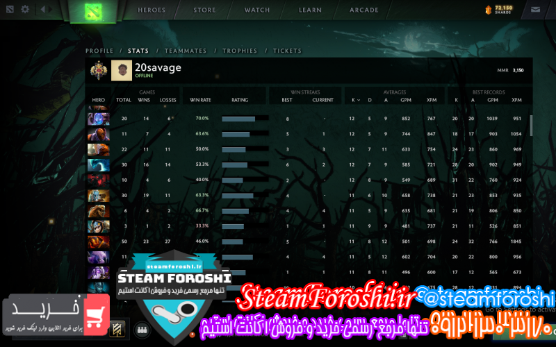 فروش اکانت دوتا ۲ کد ۷۳۰۶