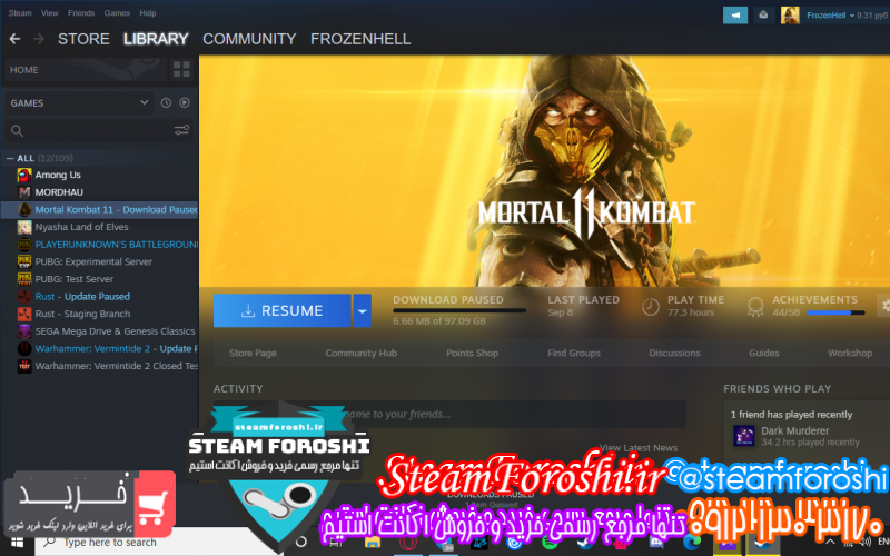 فروش اکانت استیم کد 7104