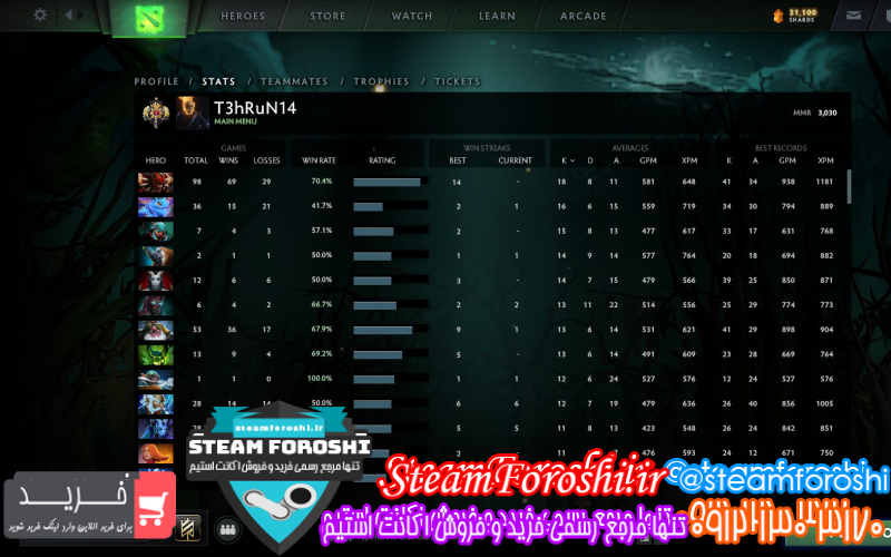 فروش اکانت دوتا ۲ کد ۷۳۴۵