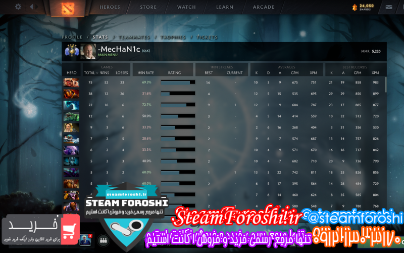 فروش اکانت دوتا ۲ کد ۷۹۵۶