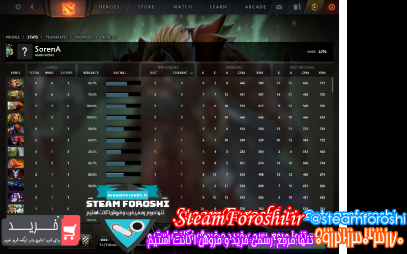 فروش اکانت دوتا ۲ کد ۷۹۶۷