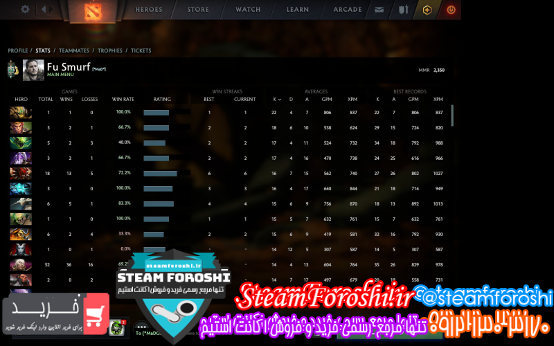 فروش اکانت دوتا ۲ کد ۷۹۹۳