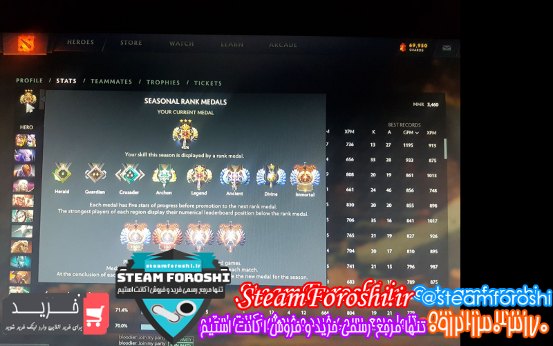 فروش اکانت دوتا ۲ کد ۷۸۳۴