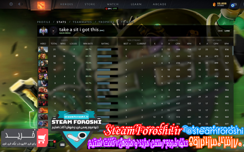 فروش اکانت دوتا ۲ کد ۸۲۶۱