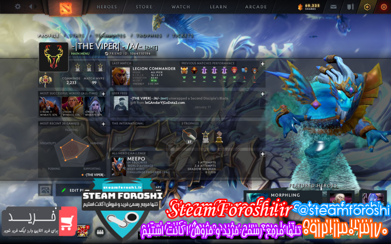 فروش اکانت دوتا ۲ کد ۸۱۴۲