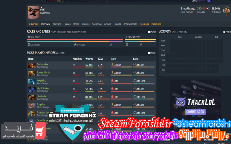 فروش اکانت دوتا ۲ کد ۸۱۹۸