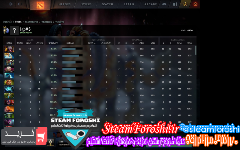 فروش اکانت دوتا ۲ کد ۸۲۰۰