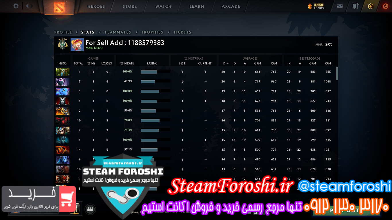 فروش اکانت دوتا ۲ کد ۸۱۹۰