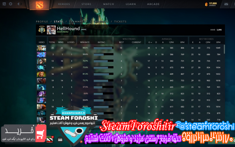 فروش اکانت دوتا ۲ کد ۸۱۹۴