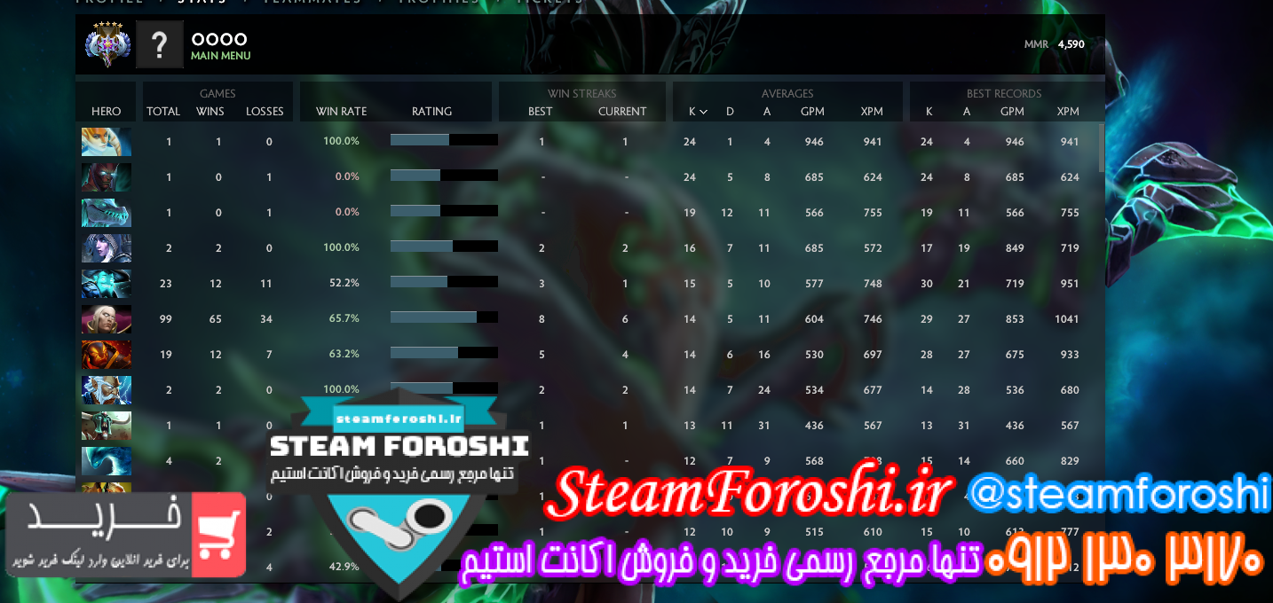 فروش اکانت دوتا ۲ کد ۹۰۳۶