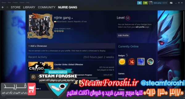 فروش اکانت cs go کد ۸۱۳۷