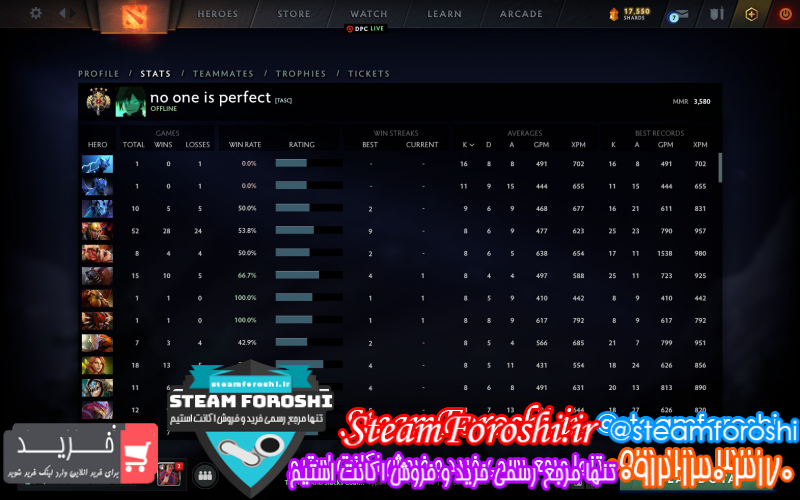 فروش اکانت دوتا ۲ کد ۹۱۷۴