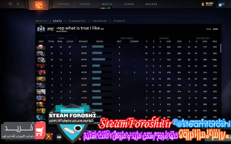 فروش اکانت دوتا ۲ کد ۹۱۹۵